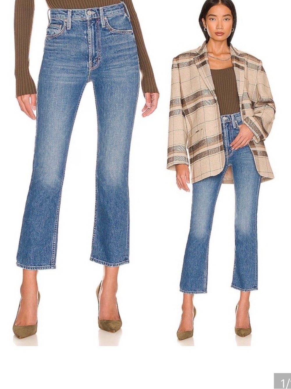 MOTHER Blue High-Rise Cropped Straight Jeans